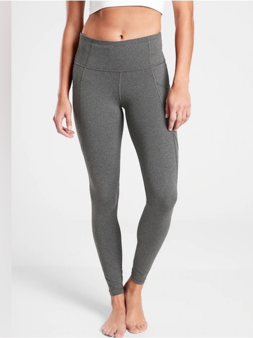 Athleta Salutation Stash Tight XS Heather Gray Powervita High Rise Leggings